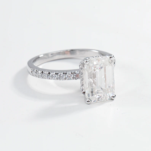 Bague solitaire en diamant CVD de 3 carats, taille émeraude, écologique, pour fiançailles ou cocktail, pour femme - Product Image 5