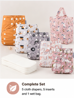 Ensemble de couches lavables pour bébé, taille unique, ajustables, réutilisables, avec inserts, pour la nuit