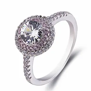 Женское Обручальное кольцо с фианитом, обручальное кольцо с покрытием из белого золота и круглым кубическим цирконием ААА, 2021