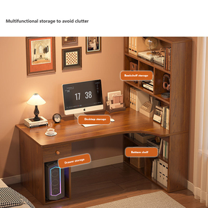 책 선반이있는 홈 오피스 컴퓨터 학습 테이블 쓰기 PC 테이블 - Product Image 4