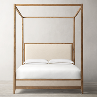 Lit à baldaquin moderne personnalisé en chêne massif noir pour chambre à coucher