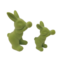 Figurines de lapin de Pâques en céramique floquée personnalisables - Design européen, décoration de maison de haute qualité
