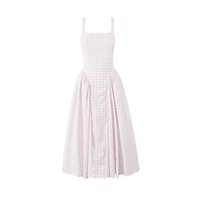 Robe de soirée mi-longue plissée à col carré, bretelles croisées au dos et taille ajustée, style français, personnalisable OEM, direct usine