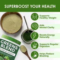 Poudre de spiruline, d'alfalfa et de racine de betterave, enzymes digestives, prébiotiques, probiotiques, mélange de légumes verts originaux, favorise la digestion et l'immunité