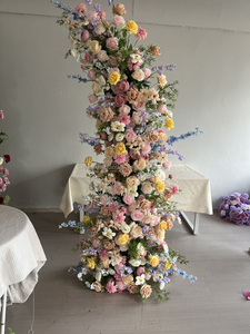 Arco de Flores Artificiales Romántico en Color Blanco, Rosa y Amarillo, Soporte de Flores Hecho a Mano, Estilo Europeo, para Bodas, Graduaciones y Fiestas - Product Image 5