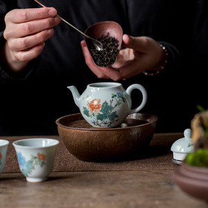 Hand Painted Peony Teapot Porcelain Small Pear Shaped Kung Fu <b>Tea</b> <b>Set</b> With Lid Afternoon <b>Tea</b> Use - Product Image 2