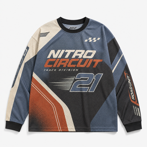 Maillot de motocross vintage personnalisé pour homme, en mesh respirant, manches longues, impression par sublimation, chemises de course moto - Product Image 1