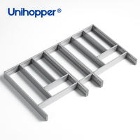 Séparateurs de tiroirs de cuisine en alliage d'aluminium réglables Unihopper, intégrés pour couverts, cuillères et couteaux