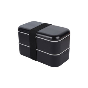 Japanese Style Double Layer Plastic <b>Lunch</b> <b>Box</b> Airtight Bento <b>Box</b> <b>Microwave</b> Safe Student Use Rectangle Solid Color - Product Image 5