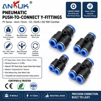 Kit de raccords pneumatiques à encliquetage rapide, type Y et T, connecteurs pour tubes d'air 4mm 6mm 8mm 10mm 12mm, raccords en plastique à connexion rapide