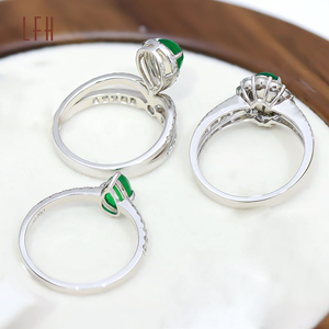 Anillos de Boda Personalizados de Oro de 18K, Oro Sólido Real de 10K, 14K y 18K con Esmeralda Natural, Oro Real de 18K - Product Image 3