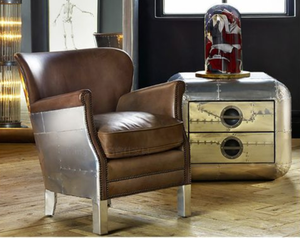 Aviator Retro Industriële Real Lederen Vleugel Hoge Rugleuning Stoel Loft Stijl Voor Slaapkamer Dineren Villa Vintage <span class=keywords><strong>Wingback</strong></span> Bank Voor Het Leven - Product Image 2