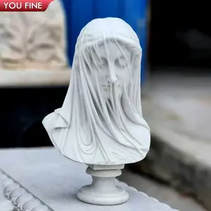Custom Life Size White Marble Veiled Vestal Virgin Statue for sale