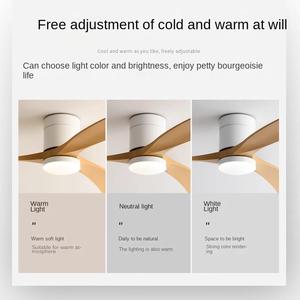 Ventilateur de plafond en métal à 3 pales de style nordique minimaliste, lampe de restaurant, moteur CC, maison intelligente, télécommande, lumière LED, fonctionnement silencieux - Product Image 2