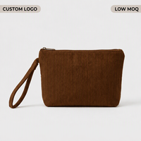 Pochette de soirée en velours côtelé écologique et durable avec dragonne, mini portefeuille zippé pour femme – Vente en gros