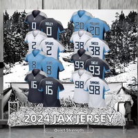 Maillot de football américain personnalisé Jacksonville 2024 pour homme, broderie du nom du joueur sur le devant, manches courtes, taille adulte, été, grande taille, 100% coton