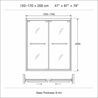 Porte de douche coulissante encadrée, chromée polie, avec rail supérieur encastré, verre trempé 8 mm, design de salle de bain de luxe, vente en gros