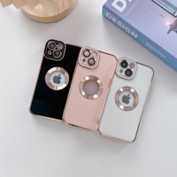 Nouveau En 2022 Électrolytique Lentille Protection Tpu Téléphone Cas Pour Téléphone 11 12 13 14 Pro Max Xs X Xr 7 8 Plus Creux Logo Out Couverture