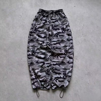 Pantalon de sport camouflage pour homme 100% coton respirant coupe ample jambe large taille mi-haute élastique avec cordon de serrage décontracté personnalisable OEM