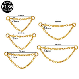 F136 <b>Titanium</b> Chain Nose <b>Stud</b> 1.5mm 25 30 35 40 45 50mm Unisex Piercing Jewelry Accessory - Product Image 3