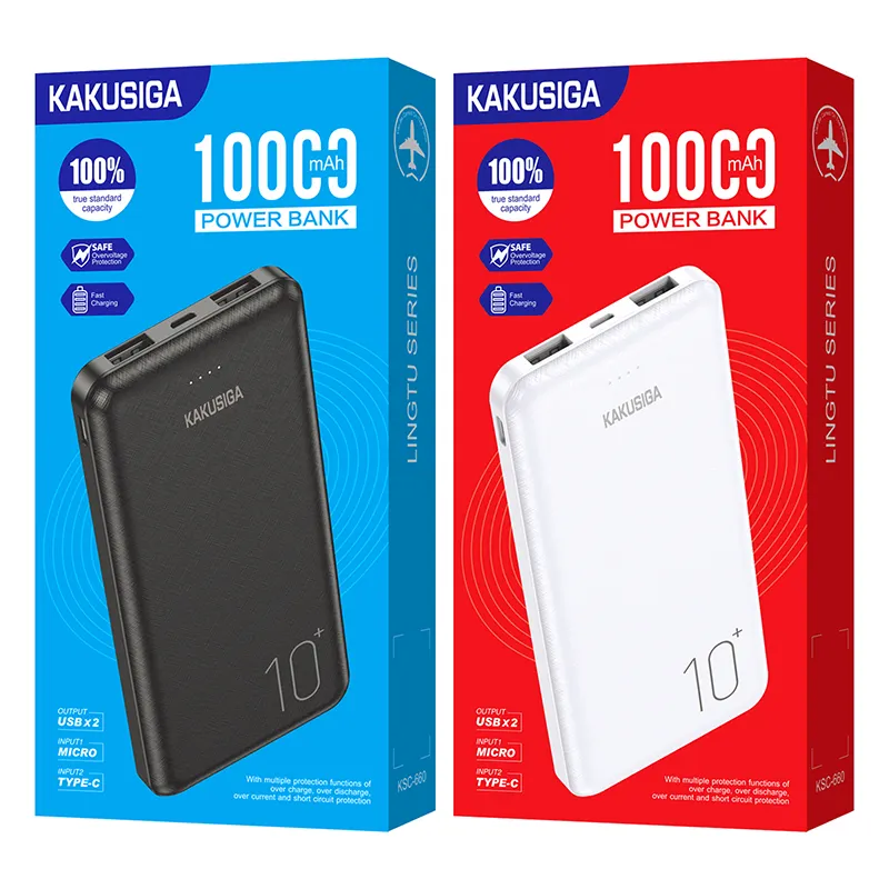 KAKUSIGA 듀얼 포트 미니 슬림 모바일 충전기 powerbank 휴대용 전원 은행 10000mah 일반적으로 사용되는 액세서리 및 부품