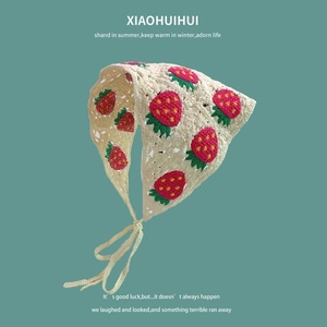 Bandeau en laine tricoté à la main style doux et mignon pour femme, accessoire capillaire, écharpe carrée au crochet, fleur d'été, idéal pour les sorties printemps-automne - Product Image 2