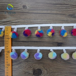 <strong>Pompom</strong> Fringes Mixed Black Fringe <strong>Trim</strong> Pom Pom Balls <strong>Trims</strong> - Product Image 6