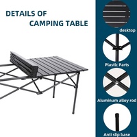 Table de camping pliante moderne en métal gris, sac portable, utilisation haut de gamme en intérieur/extérieur pour pique-nique, fêtes dans la cour, barbecue