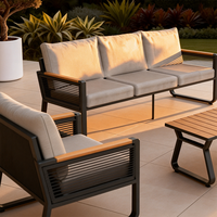DWOO Fabrik Allwetter 4-in-1 Terrassen-Sitzgruppe Dreisitzer Geflochtenes Sofa Outdoor Balkon Lounge-Set