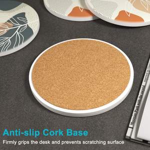 Custom <b>Coasters</b> With <b>Cork</b> Base Absorbent <b>Coasters</b> With Holder Set Stone Ceramics <b>Coasters</b> for Drinks Customized Printed - Product Image 5