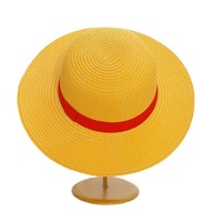 SOLPOP Chapeau de paille 1 pièce, costume d'anime, chapeau de paille d'été, accessoires de cosplay de pirate pour adulte, chapeau Panama avec ruban rouge