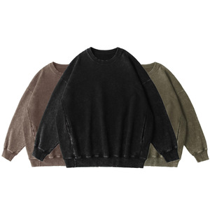 H5479 Manufacturer Supply Custom Heavyweight 500 Gsm Wax Print Washed Oversized Sweatshirts Crewneck Sweatshirts - Product Image 4