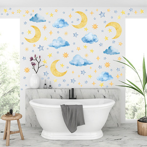 Watercolor Moon Star <strong>Cloud</strong> <strong>Wall</strong> <strong>Stickers</strong> Removable Vinyl <strong>Wall</strong> Decals for Baby Nursery Kids Bedroom Ceiling Home <strong>Wall</strong> Art Decor - Product Image 6