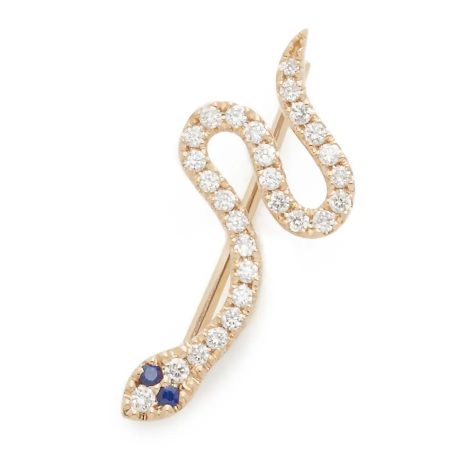 Trending product women jewelry micro pave diamond ear climber gold snake earrings