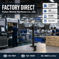 Support de bureau double écran à mouvement complet 360° pivotant, inclinable et orientable avec arrêt libre pour moniteur de 17 à 32 pouces VESA 75 100 mm Noir