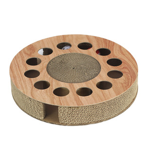 Round Corrugated Cardboard Cat Scratching Board With Ball Geometric <b>Pattern</b> Claw Sharpening Toy For Cats - Product Image 5