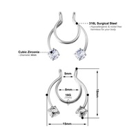 Nouveaux anneaux de nez en Zircon transparent, Piercing, Faux Septum, bijoux en forme de U pour femmes et hommes, Non Piercing, Faux nez, Piercing, bijoux, 1 pièce