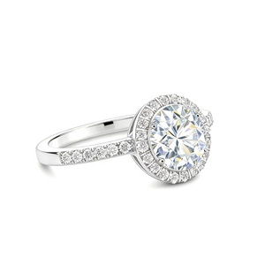 Anillo de Compromiso de Lujo con Diamante Solitario de 1.0ct Cultivado en Laboratorio y Piedras Decorativas - Product Image 1