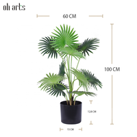 Palmier artificiel de 100 cm en fibre de verre, résistant pour l'extérieur et l'intérieur, idéal pour la simulation de palmiers en extérieur.