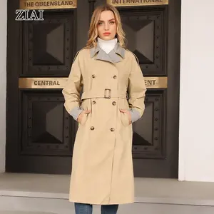 Factory direct wholesale plus size fancy trench coat women spring waterproof fashion long trench coat