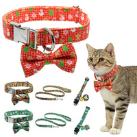 Collier pour chat avec laisse, accessoires pour animaux de compagnie d'extérieur, réglable, à dégagement rapide, sur le thème de Noël, personnalisable en plusieurs couleurs