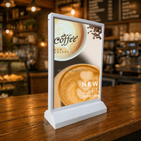 Boîte à lumière LED rechargeable A4 double face, cadre en plastique, faible consommation, écologique, monochrome, suspendue, anti-poussière, pour menu de restaurant