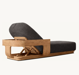 Luxe <span class=keywords><strong>Piscine</strong></span> Daybed Teck Soleil Lounger Meubles Extérieur Teck Chaise Réglable - Product Image 3