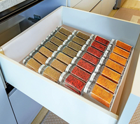 Organisateur de tiroir à épices, 4 niveaux en acrylique transparent incliné dans le tiroir pots d'assaisonnement insérer plateau de support de comptoir