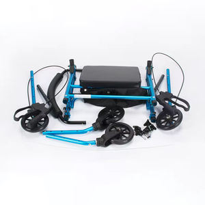 आर्मरेस्ट और सीट के साथ स्थिर एल्यूमीनियम मिश्र धातु रोलेटर वॉकर बुजुर्ग शॉपिंग ट्रॉली कार्ट - Product Image 3