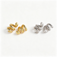 Boucles d'oreilles clous serpent torsadées en argent sterling 925 plaqué or 18 carats, délicates, vente en gros