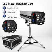 Projecteur LED 440W à 23 faisceaux, portée 40-50M, roue 5 couleurs RGBWA, blanc CCT, contrôle DMX512 par bouton, IP20 CE, pour mariages et concerts