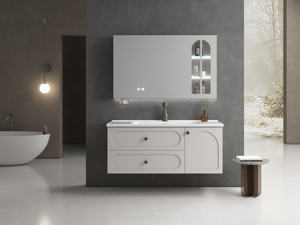 Precio bajo Venta Moderno Lavabo de cerámica de acero inoxidable Montado en la pared Espejo LED Baño Tocador Hotel Apartamento - Product Image 3