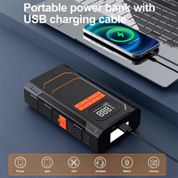 Chargeur de batterie externe portable 4 en 1 Chargeur de batterie au lithium pour voiture Démarreur de batterie de voiture Pompe à air pour pneu avec éclairage d'urgence