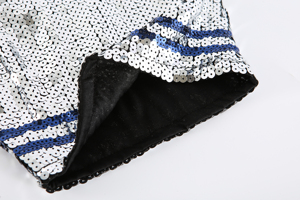 Women's <strong>Silver</strong> Blue Crop <strong>Top</strong> with <strong>Sequins</strong> Casual Short Crop <strong>Top</strong> for Fans Club Parties - Product Image 2